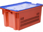 Ящик п/э 600х400х300 дно спл. стенки перф., с оранжевой крышкой Safe PRO